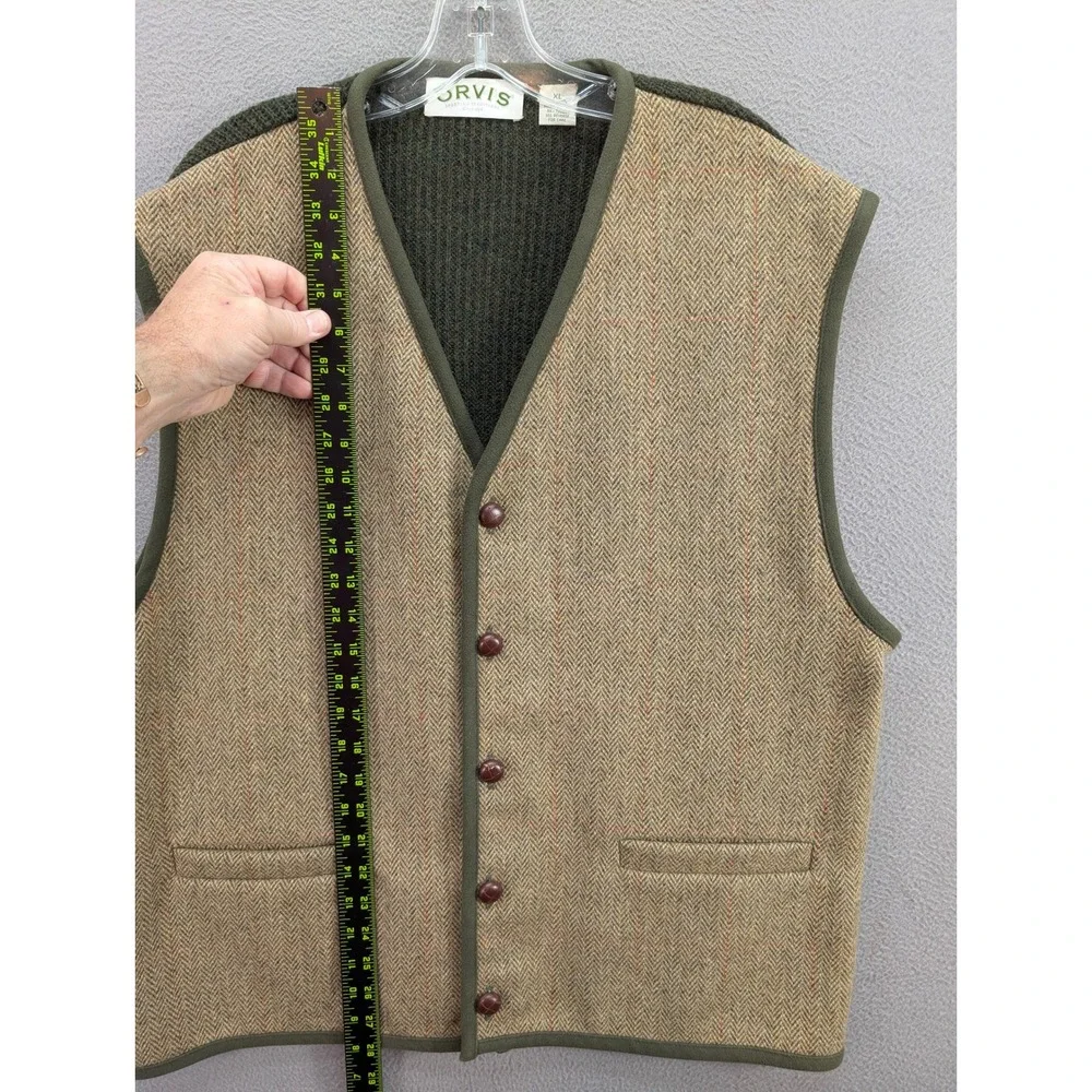 VTG Orvis Vest Men's XL Herringbone Sporting Traditions Wool Tweed Waistcoat